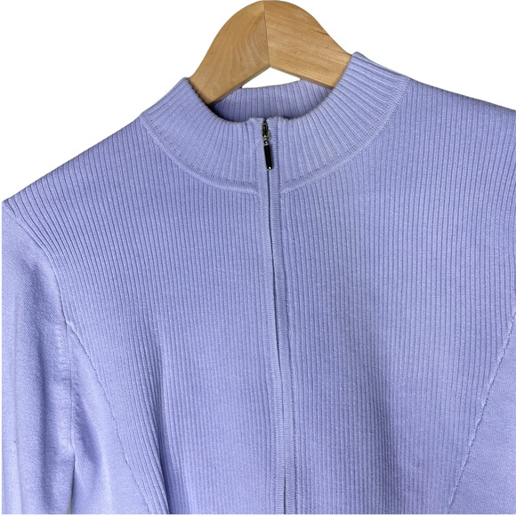 VTG Shu Shu Full Zip Ribbed Cardigan Sweater in Lavender Purple Size Small NWT - Picture 2 of 7